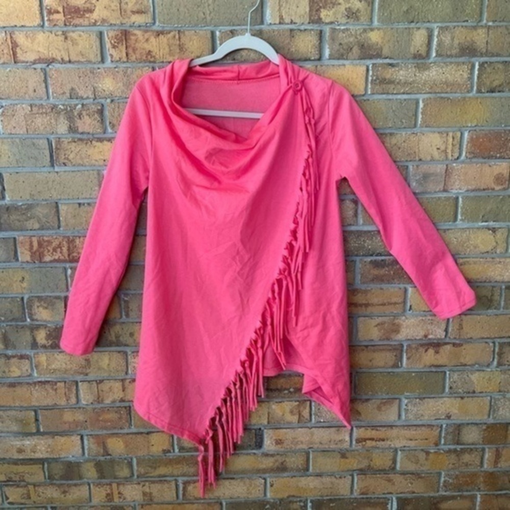 Pink Fringe Asymmetrical Women’s Top